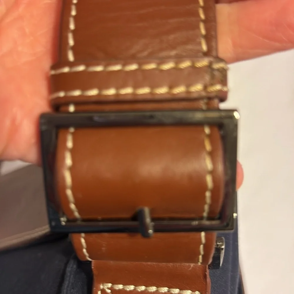 Baekgaard Navy and Brown Messenger Bag